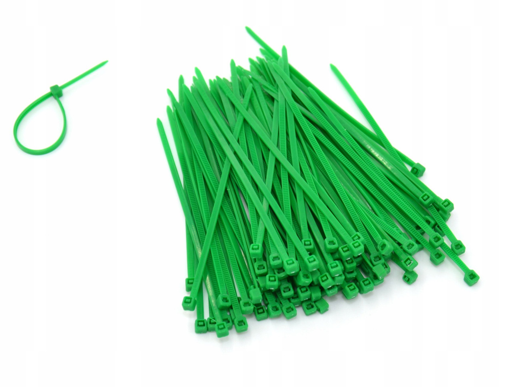 Стяжка 3х100 мм строительная, хомут кабельный пластиковый, зеленый, нейлоновый 100шт.  #1