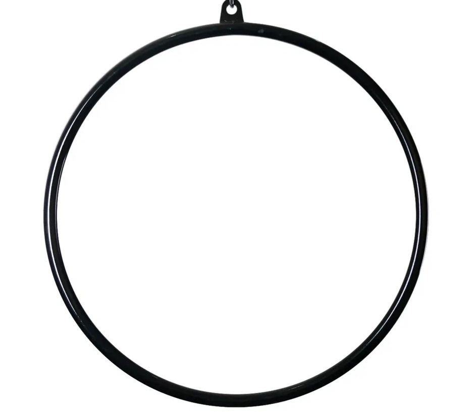 Металлическое кольцо для воздушной гимнастики. С подвесом. Черное. Диаметр 90 см.  #1
