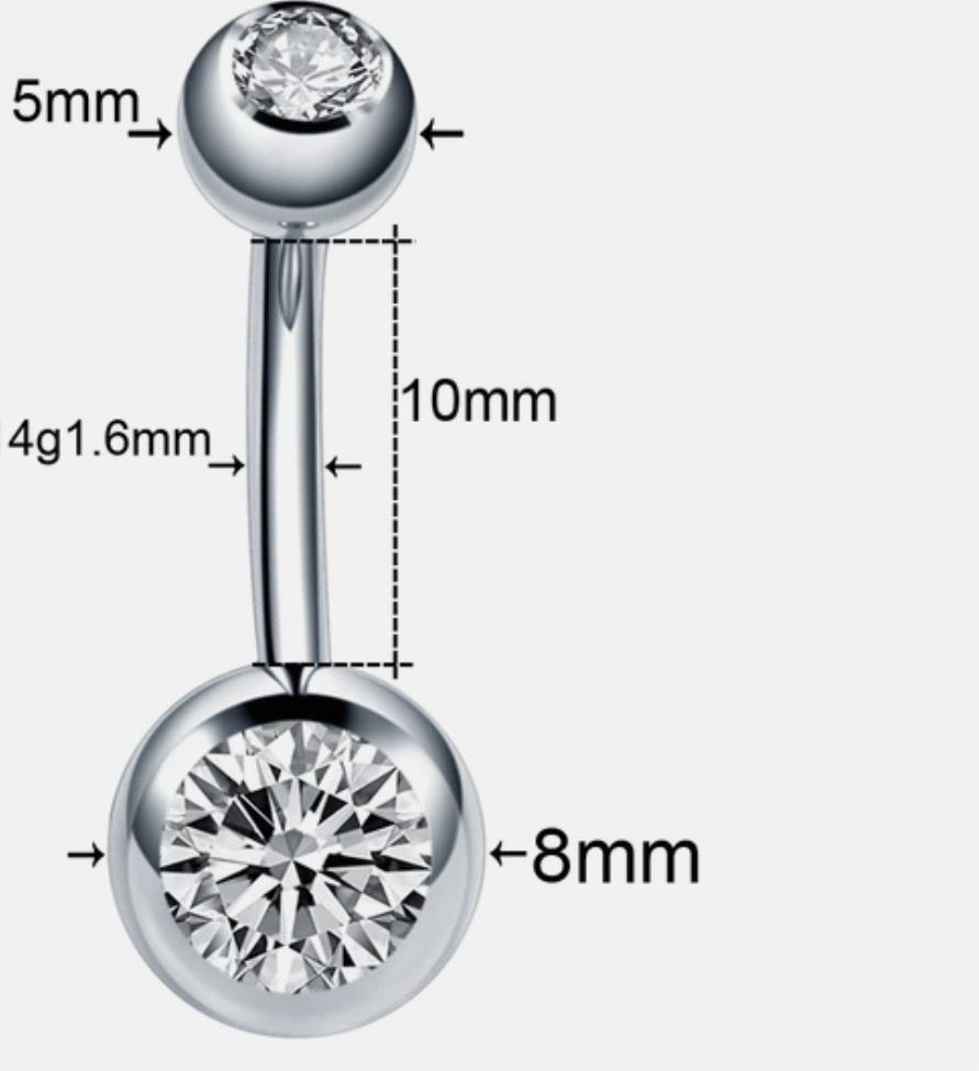 Пирсинг титановый для пупка с фианитами #1