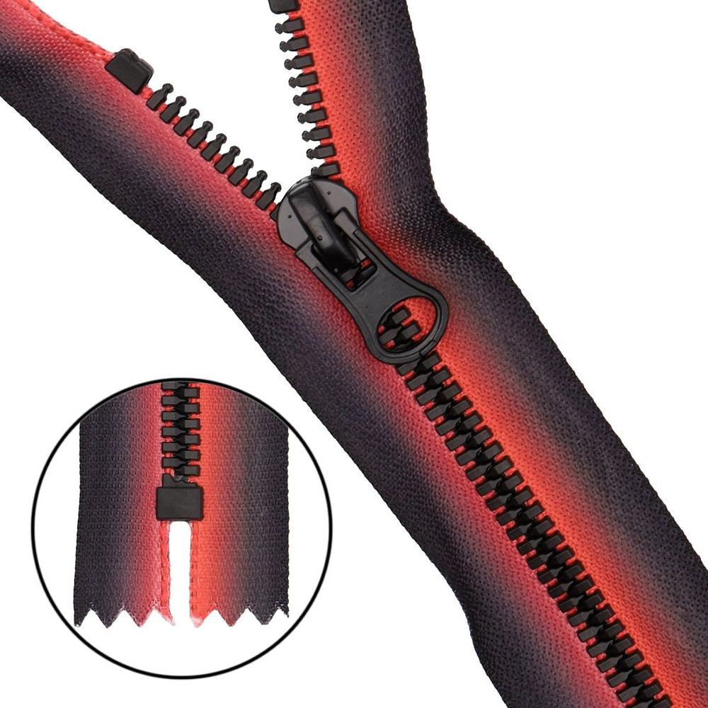 Молния неразъемная трактор, Т5, 1 замок, 18 см, цвет черный/красный меланж, 10 шт/упак, Айрис  #1