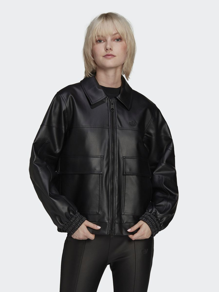 Adidas black hotsell leather jacket