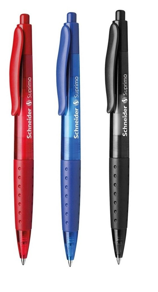 Ручка шариковая автоматическая, 3 шт, Schneider Suprimo, красная, синяя, черная  #1