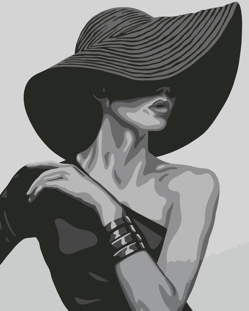 Картина по номерам Hobruk "Девушка в шляпе", на холсте на подрамнике 40х50, раскраска по номерам, набор #1