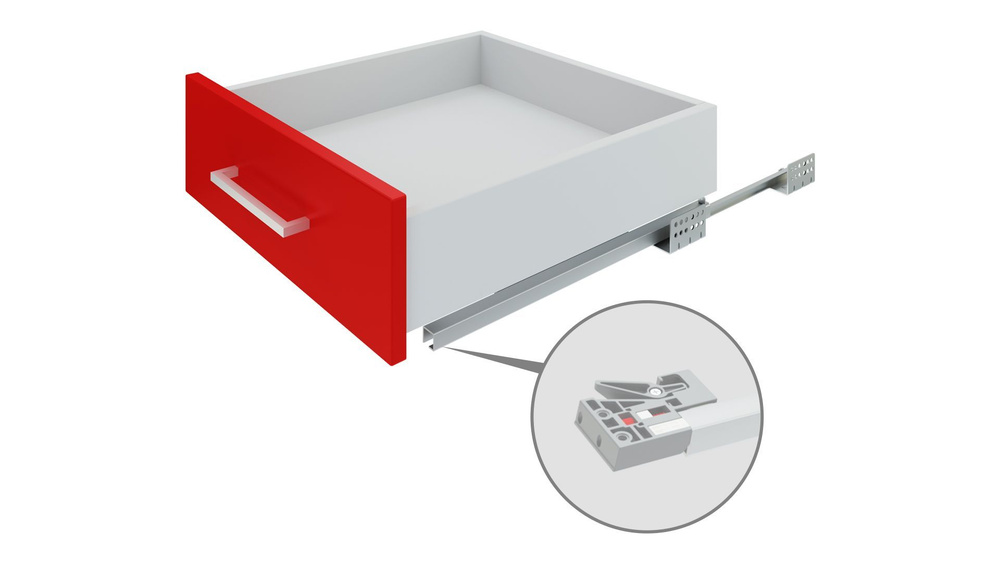 Направляющие скрытого монтажа B-Slide частичного выдвижения, с доводчиком , с пластиковым фиксатором, #1