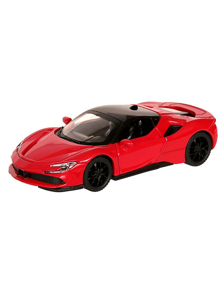 Игрушка коллекционная машинка металлическая Ferrari SF90, инерционная масштабная модель Феррари со светом #1