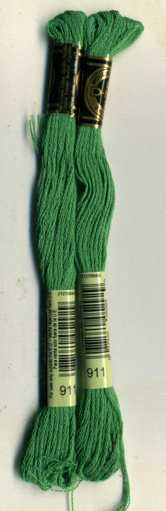 Мулине DMC (Франция), артикул 117, 100% хлопок, цвет 911 Зеленая бирюза, комплект из 2 шт.  #1