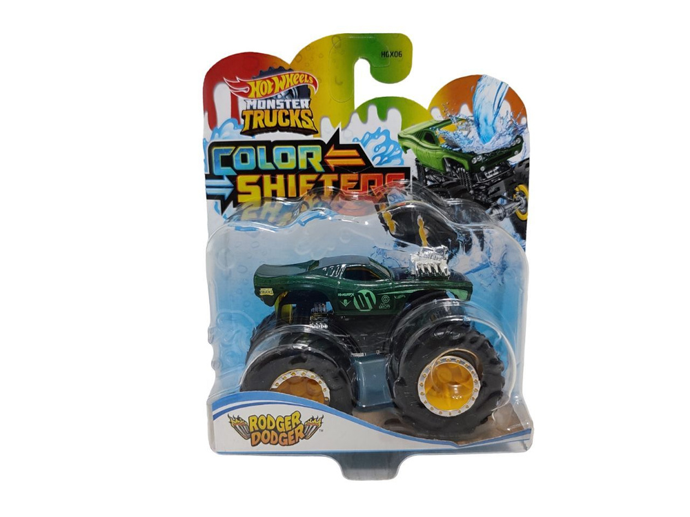 Машинка Хот Вилс / Hot Wheels Color Shifters Monster Truck меняющая цвет Rodger Dodger HGX11  #1