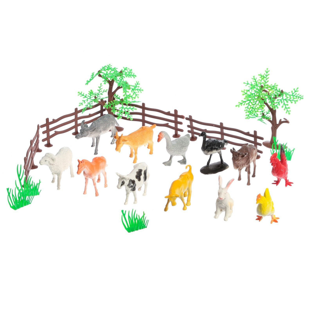 фигурки животных для детей набор "Моя ферма", с аксессуарами, 12 фигурок  #1