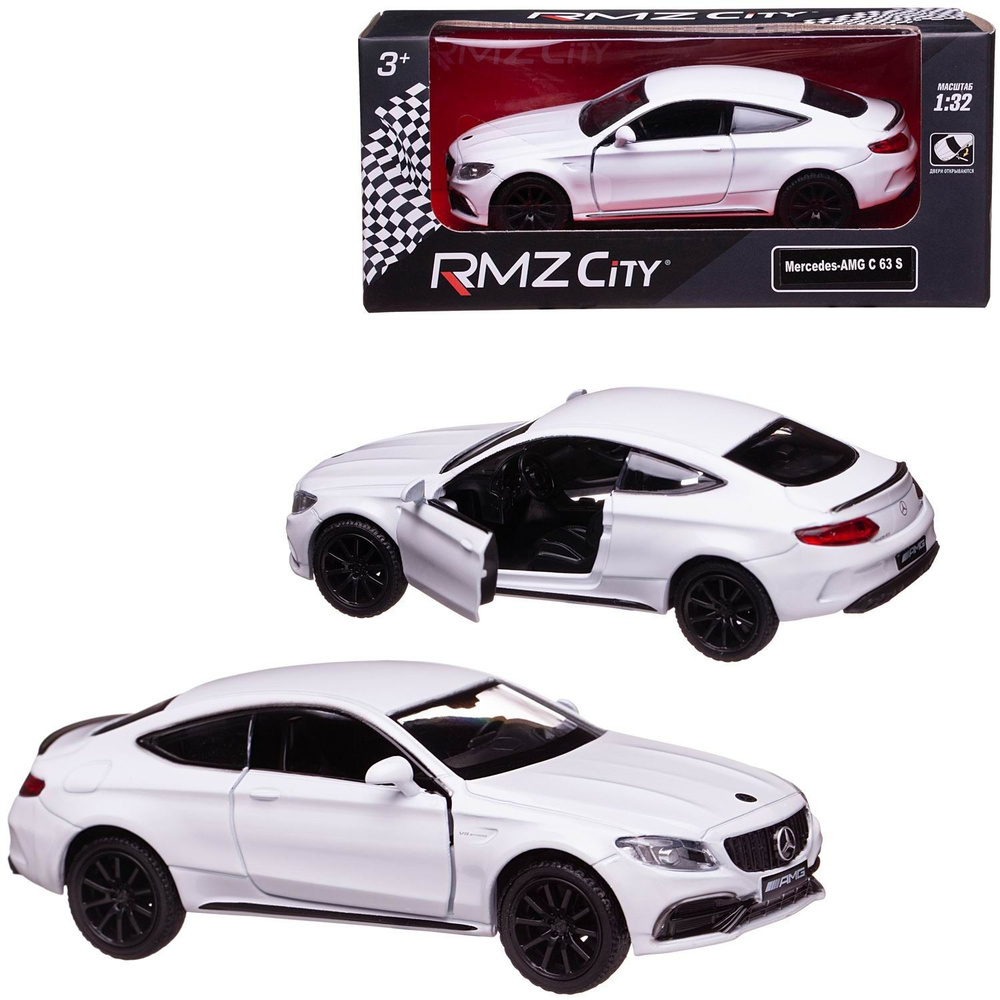 Машинка металлическая Uni-Fortune RMZ City 1:32 Mercedes-Benz C63 S AMG Coupe 2019 (цвет белый)  #1