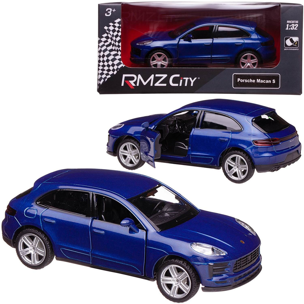 Машинка металлическая Uni-Fortune RMZ City 1:32 Porsche Macan S 2019 (цвет синий)  #1
