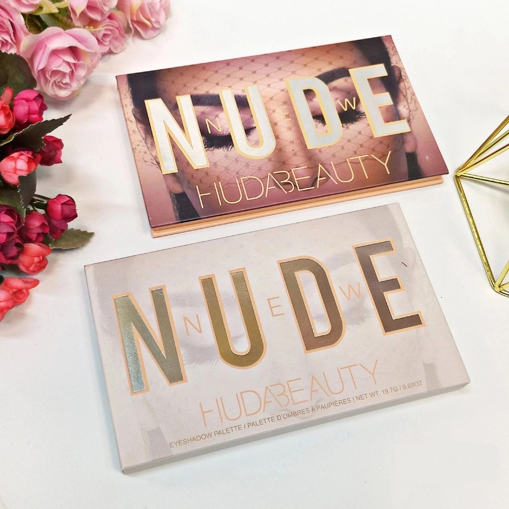 HUDA BEAUTY The New Nude Eyeshadow Palette Тени для век матовые и сияющие, палетка 18 оттенков  #1