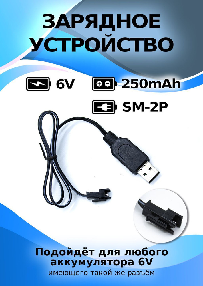 Зарядное устройство USB 6V, разъем YP SM  250mAh #1