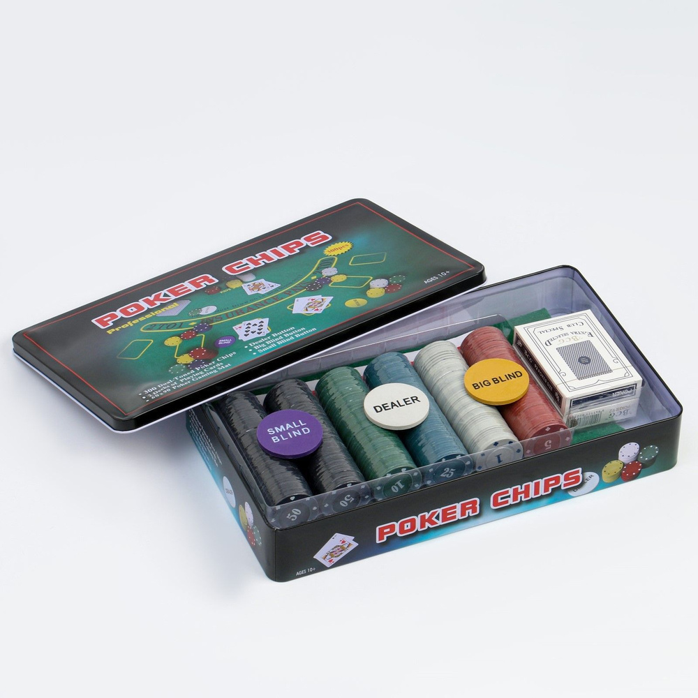 Покер, набор для игры (карты 2 колоды, фишки 300 шт.) #1