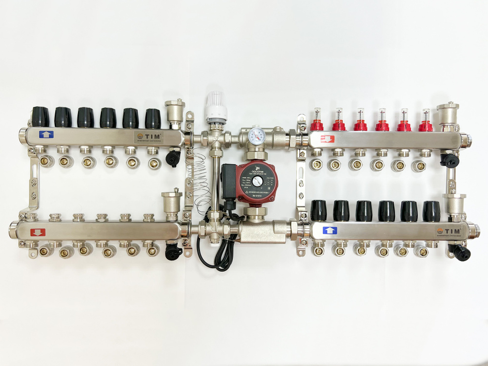 Комплект для подключения тёплого водяного пола на 6 выходов и радиаторов отопления 6 шт  #1