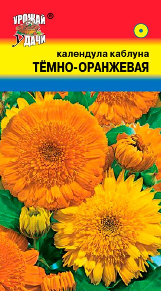 Календула махровая КАБЛУНА ТЕМНО-ОРАНЖЕВАЯ (Семена УРОЖАЙ УДАЧИ, 0,5 г семян в упаковке)  #1