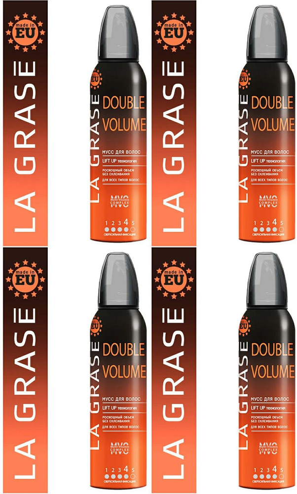 Мусс для укладки волос La Grase Double Volume, комплект: 4 упаковки по 150 мл  #1