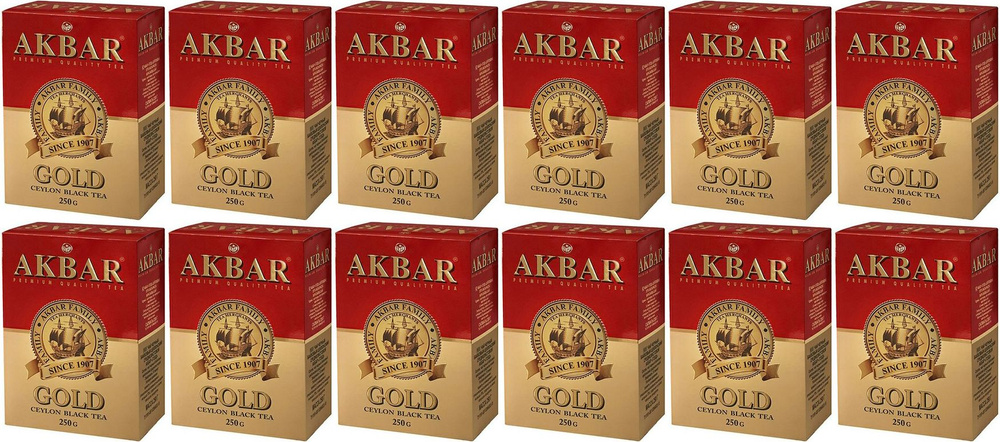 Чай черный Akbar Gold листовой, комплект: 12 упаковок по 250 г #1