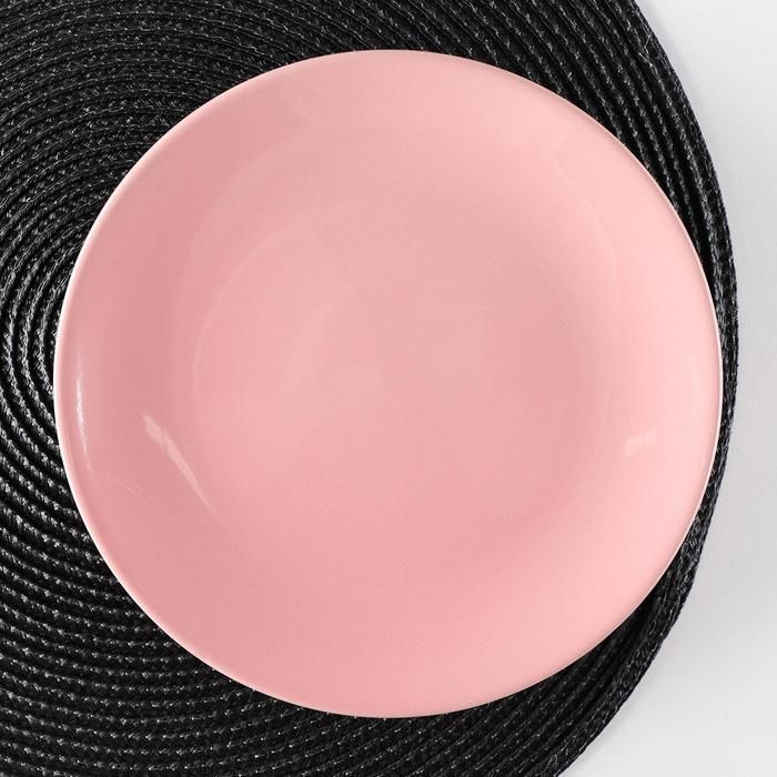 Тарелка керамическая десертная Доляна "Пастель", d 19 см, цвет розовый  #1