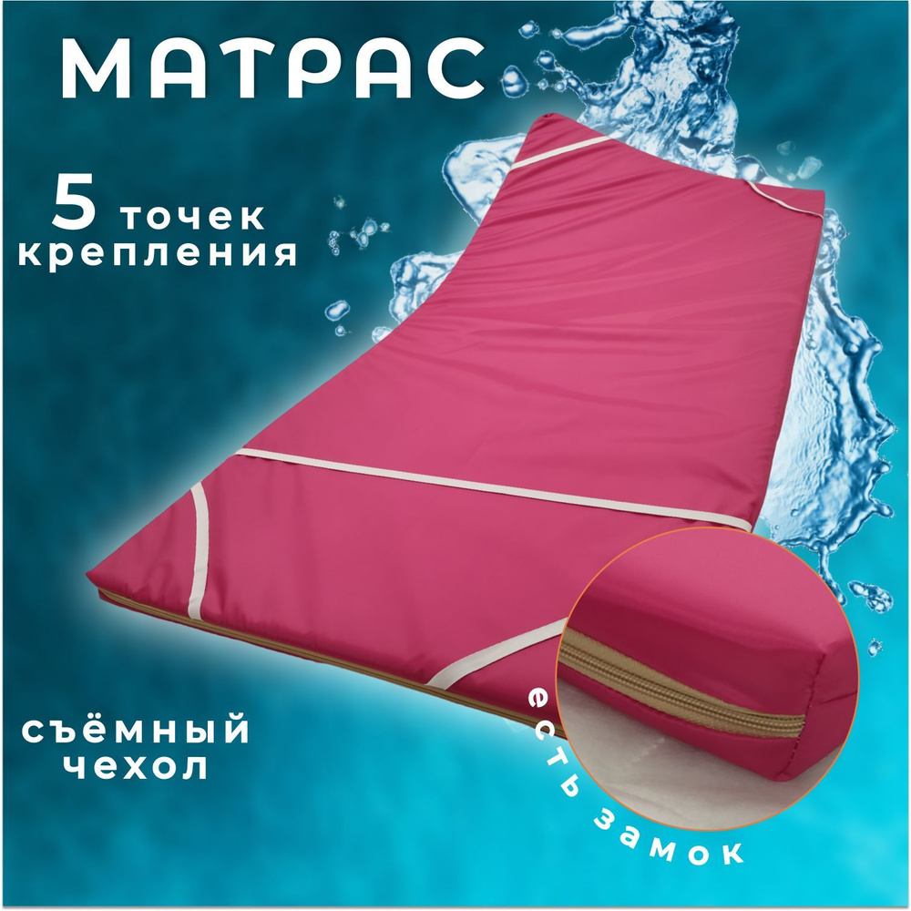 Матрас-наматрасник 55х200 высота 5см непромокаемый подходит для шезлонга, раскладушки и лежака, ткань #1