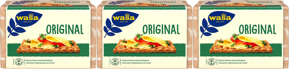 Хлебцы ржаные Wasa цельнозерновые, комплект: 3 упаковки по 275 г  #1