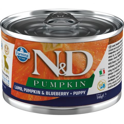 N&D PUMPKIN влажный корм для щенков, с ягненком, тыквой, черникой, 140г  #1