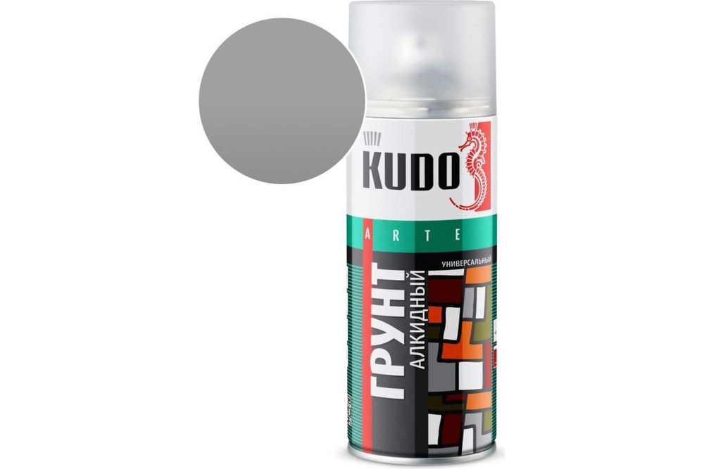 KUDO Аэрозольная краска, Алкидная, Глянцевое покрытие, Матовое покрытие, 0.52 л, 0.37 кг, серый  #1