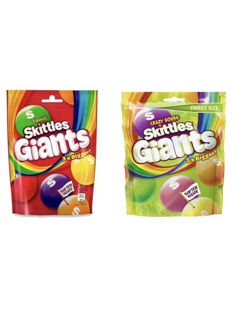 Набор драже Skittles Giants Fruits и Sour (141гр х 2) #1