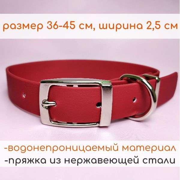 R-Dog Ошейник из биотана, металлическая пряжка, цвет вишневый, длина 36-45 см, ширина 2,5 см  #1