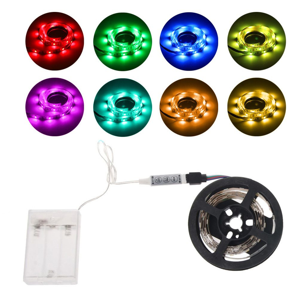 4.5V-5050RGB-30LED/M батарейный мини-световой ремешок с 3 клавишами - белый - не водонепроницаемый - #1