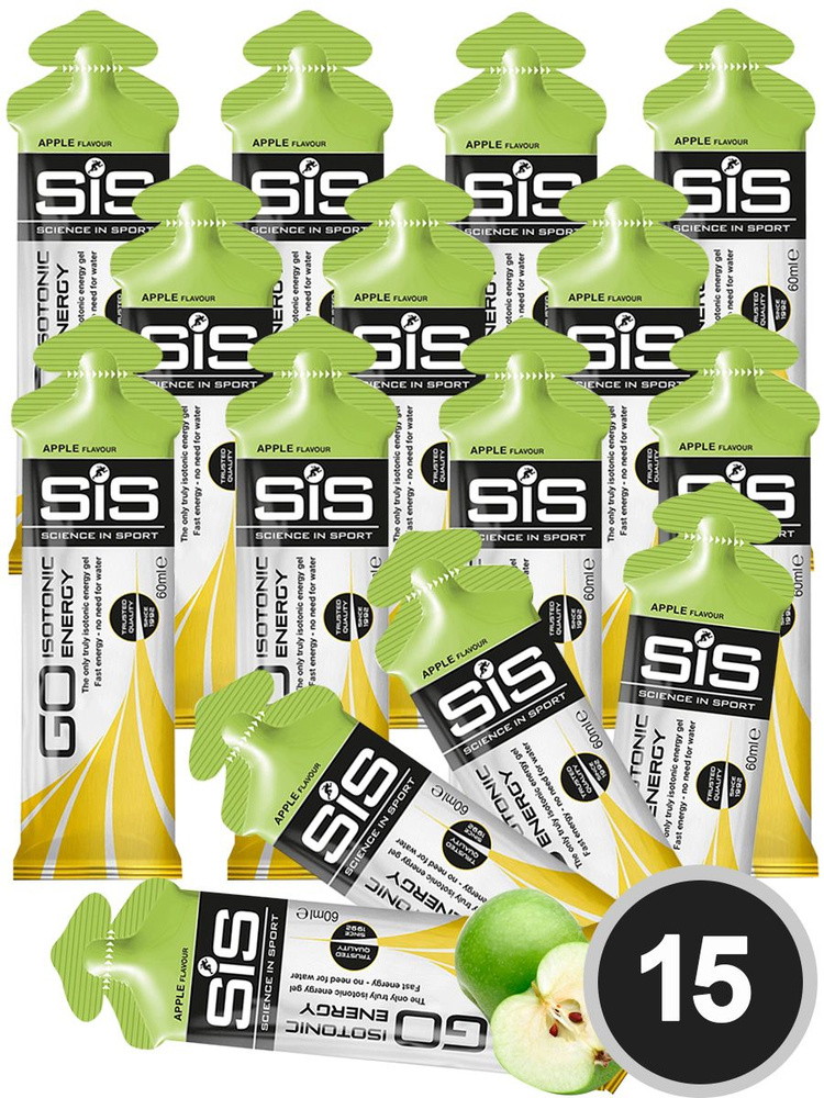 Энергетический гель SCIENCE IN SPORT (SiS) GO Isotonic Energy Gels 15 x 60 мл, Яблоко  #1