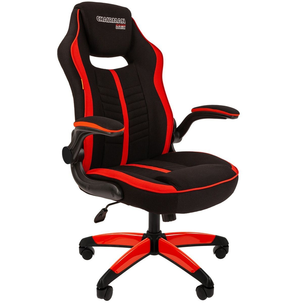 Игровое компьютерное кресло с откидными подлокотниками CHAIRMAN GAME 19, ткань, черный/красный  #1