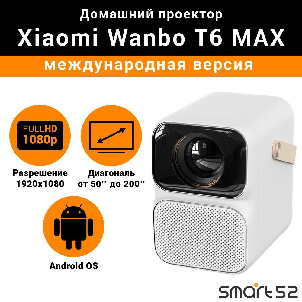 Проектор Xiaomi Wanbo Projector T6 MAX 1920x1080 (Full HD), 3000:1, 650 лм, LCD, 4K #1