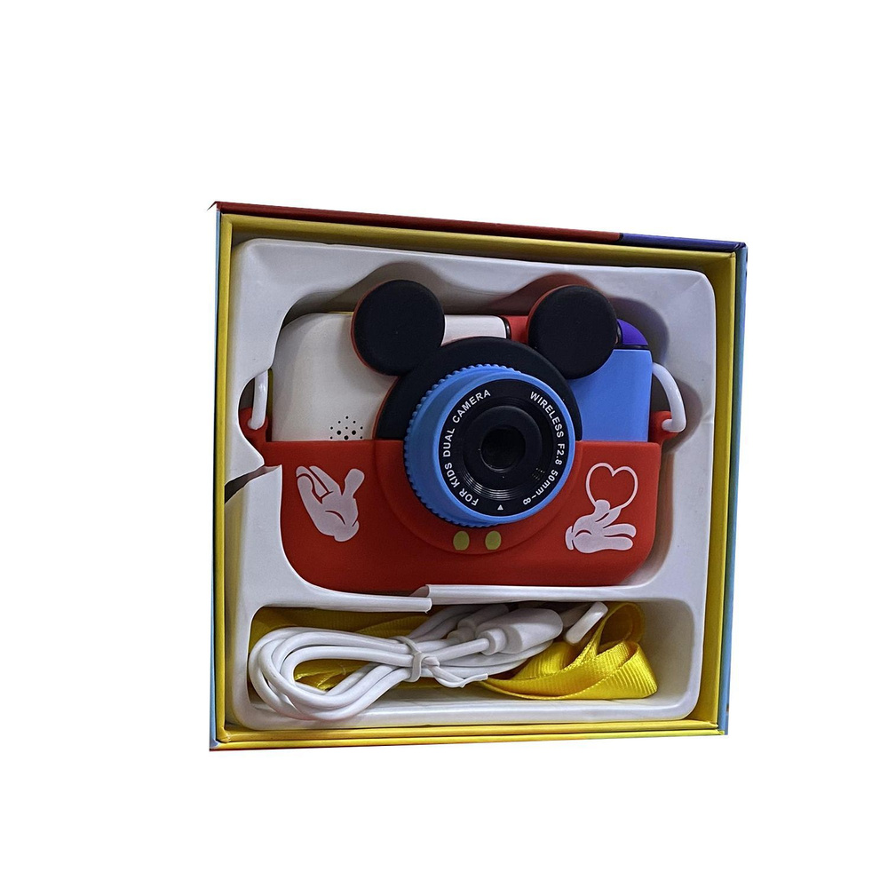 Детский цифровой фотоаппарат игрушка Микки Маус с селфи камерой и играми + карта 8гБ / подарок для детей #1