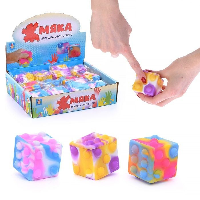 Игрушка-антистресс 1Toy Кубик жмяка, 5,5х5,5 см, 3 вида (Т22992) #1