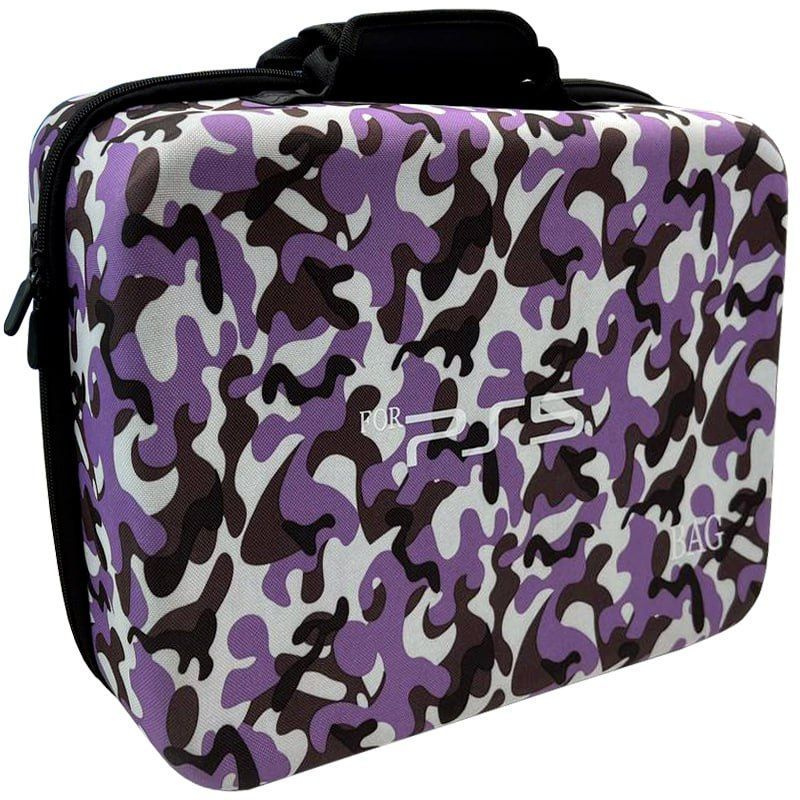 Дорожная сумка для консоли и геймпадов PS5 Dead Skull Camouflage Purple (фиолетовый камуфляж)  #1