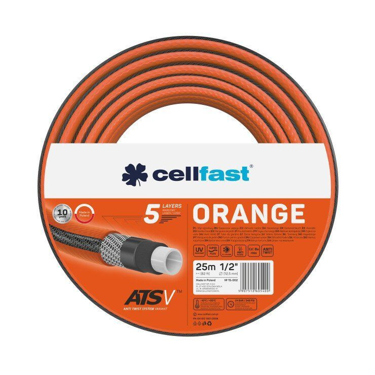 Садовый шланг 5 слоя ORANGE 1/2 25 м Cellfast 15-002 #1