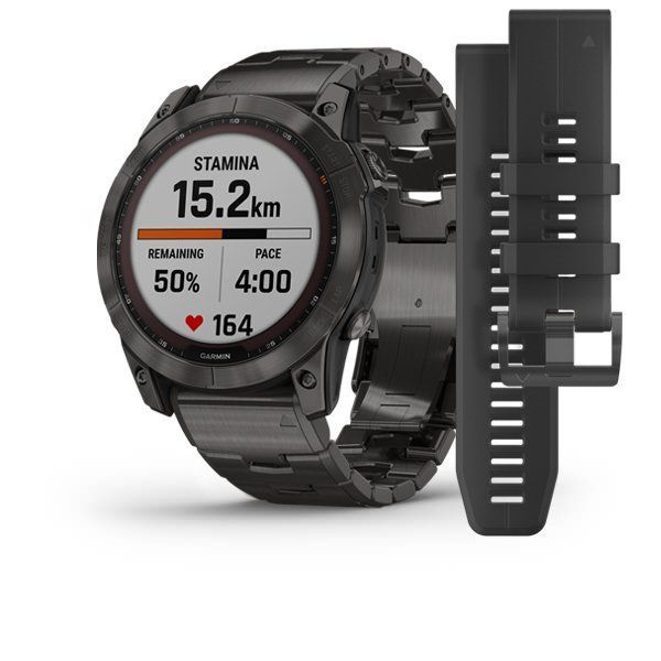 Часы Garmin FENIX 7X Sapphire Solar титановый угольно-серый DLC с угольно-серым титановым DLC браслетом #1