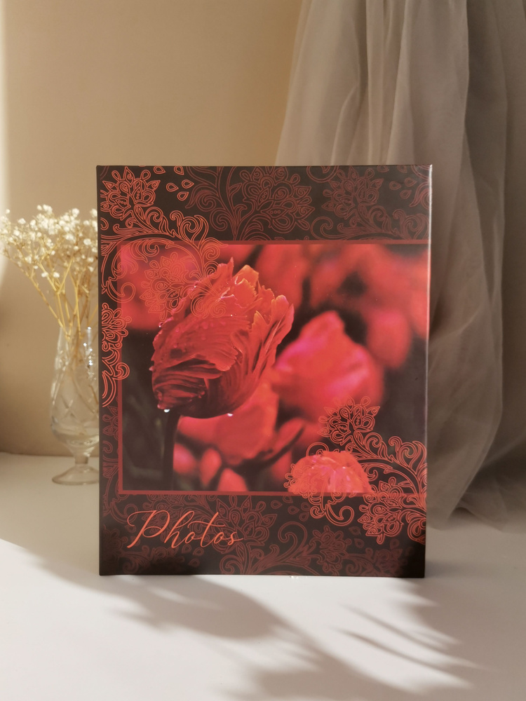Фотоальбом на 200 фото 10х15 см с кармашками, "bloom" Тюльпаны, на спирали  #1