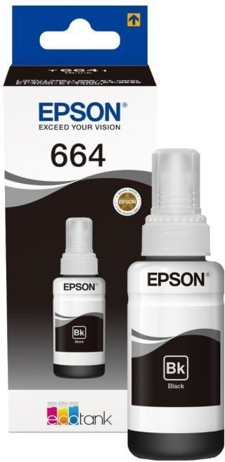 Емкость с чернилами EPSON T6641, черная краска, оригинальная, для струйного принтера (C13T66414A)  #1