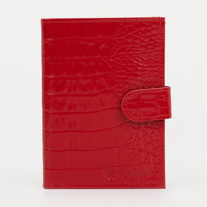 Обложка для автодокументов и паспорта на кнопке TEXTURA, цвет красный  #1