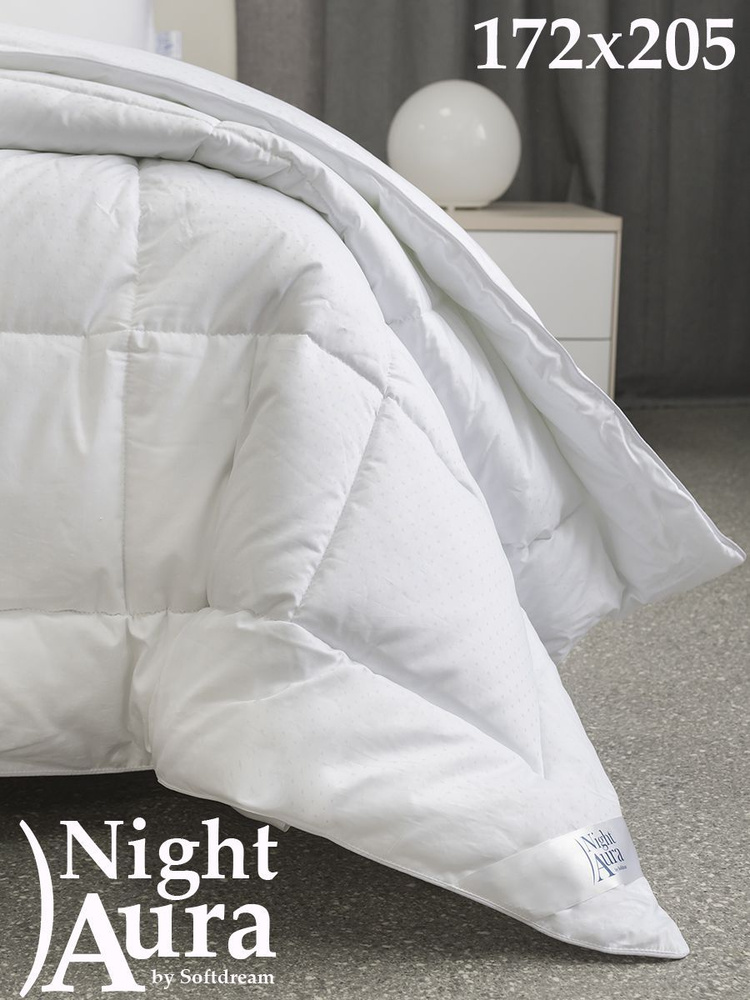 Одеяло 2 спальное Мягкий сон 172х205 см стеганое Night Aura Белое хлопок всесезонное  #1