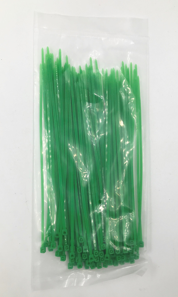 Стяжка 3х150 мм строительная, хомут кабельный пластиковый, зеленый, нейлоновый 100шт.  #1
