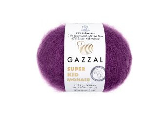 Пряжа Gazzal Super Kid Mohair 25 г 237 м 1 шт, цвет 64410 фиалка #1