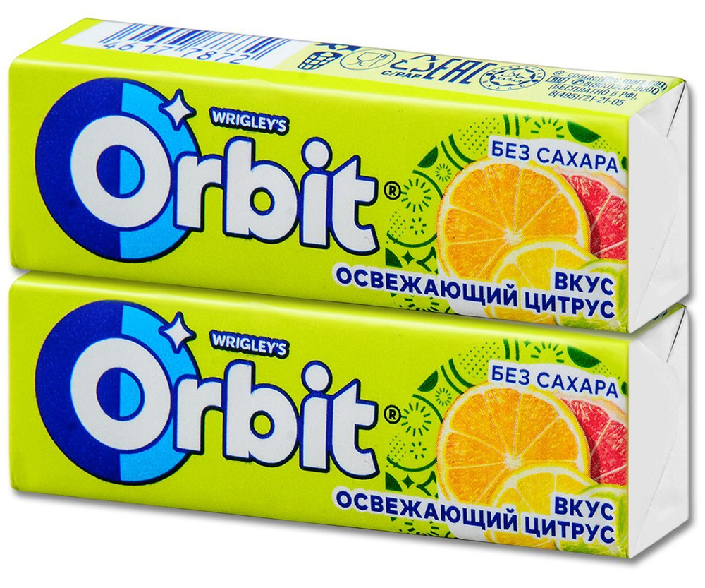 Жевательная резинка Orbit Освежающий цитрус, без сахара, 13.6 г, 2 шт.  #1