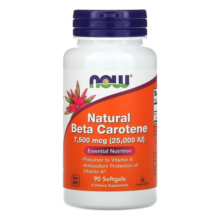 Now NAT Beta Carotene 25000 МЕ 90 капсул (по 571 мг) #1