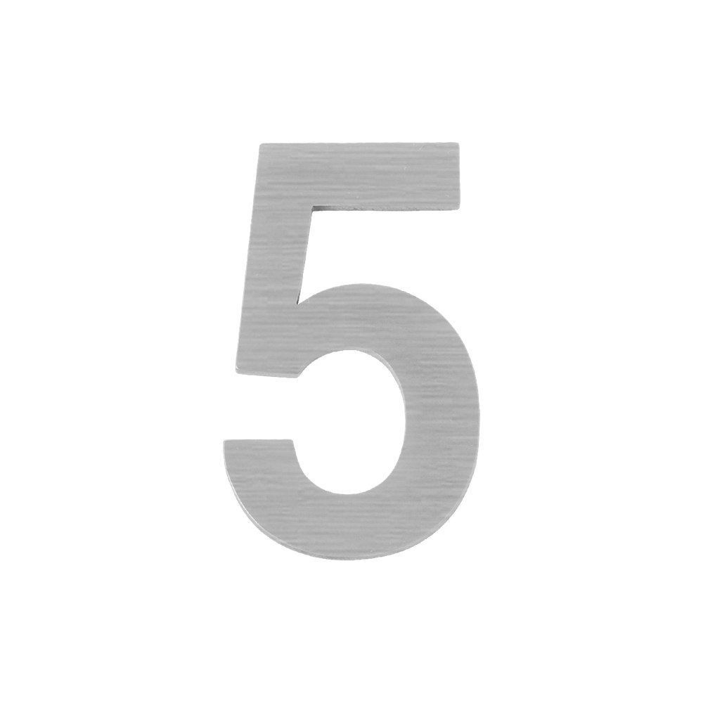 Цифра Fuaro самоклеящаяся из нерж. стали, № 5, матовый хром, SS304 (50х30)  #1