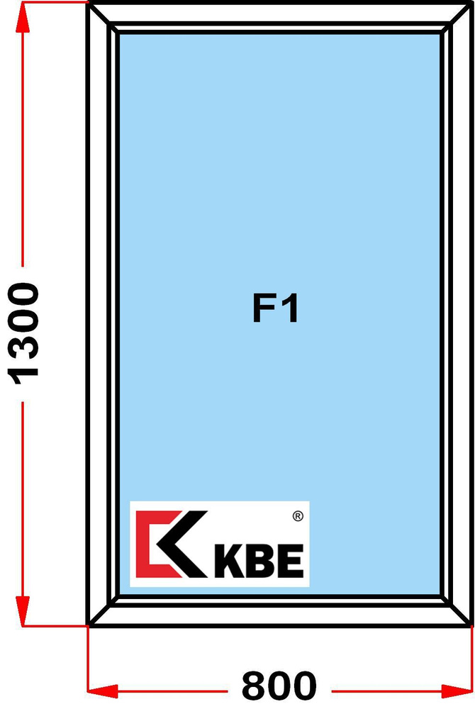 Окно пластиковое KBE 58 мм (1300 x 800), не открывающееся, стеклопакет из 2х стекол  #1