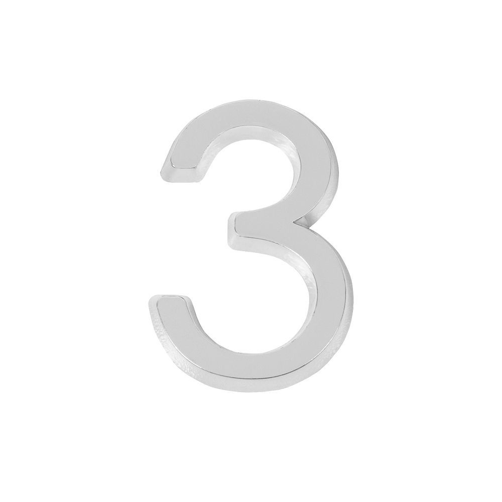 Цифра Fuaro (Фуаро) "3" самоклеящаяся ABS (50х37) (FUARO) CP хром #1