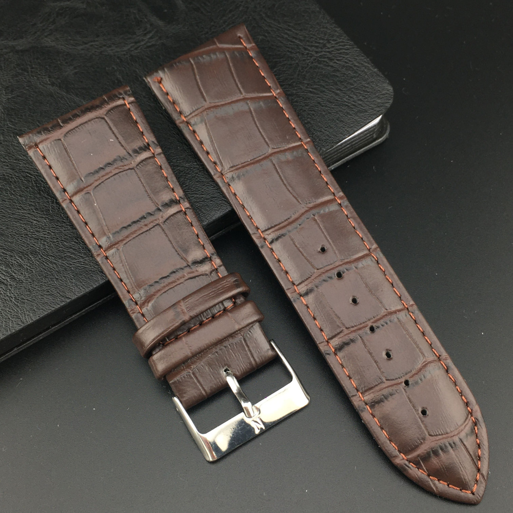 Ремешок для часов кожаный 26 мм коричневый, под рептилию, 1 шт  #1