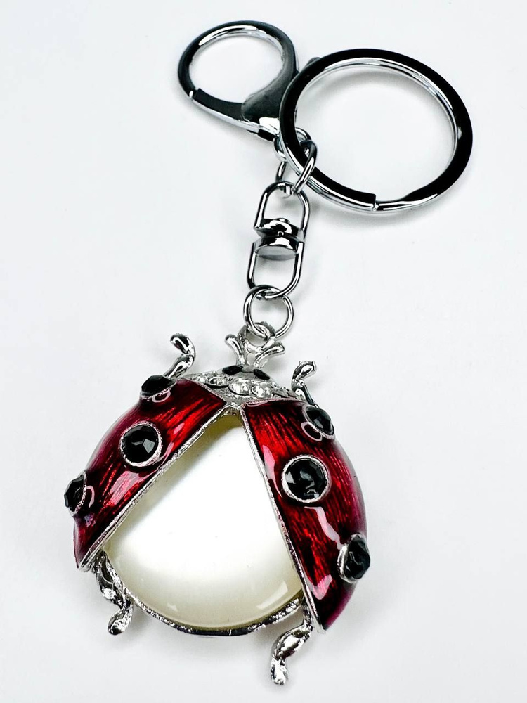 Брелок с карабином для ключей для сумки, большой серебристый брелок с крупными камнями, брелок красная #1